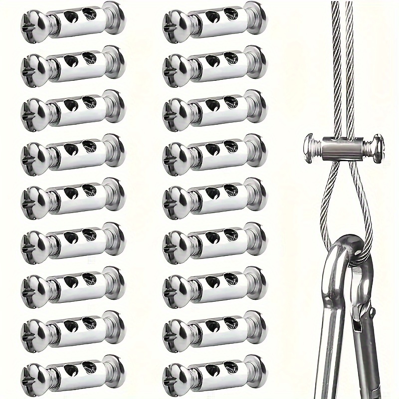 

10 Adjustable Rope Clips With End Threaded Pins - Suitable For 1-2mm Cables, Hanging Lamps, Decorations, Holiday Decorations, And Outdoor Camping Locks