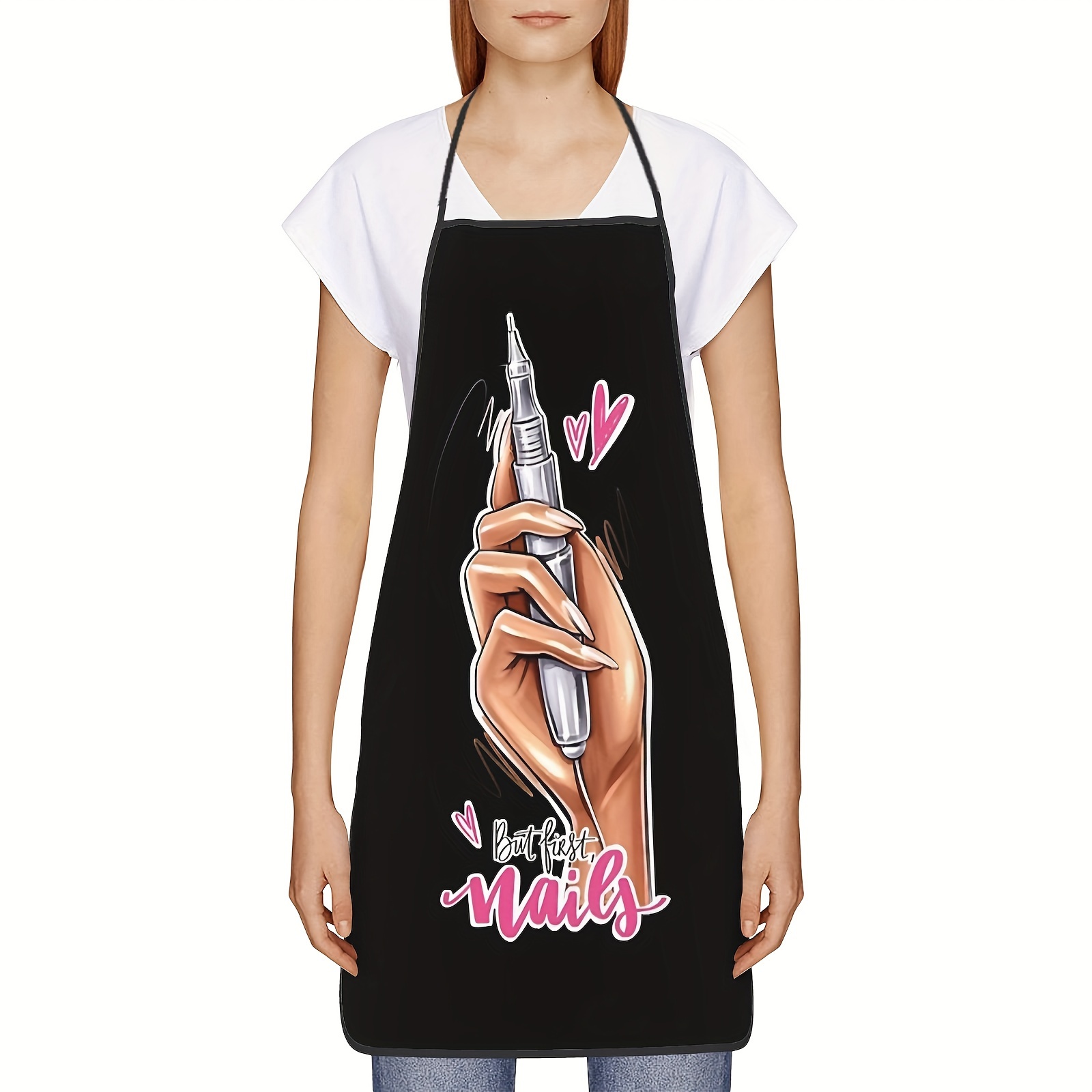 

Unisex Polyester Apron With Nail Art Design For Chefs, Cooking, Kitchen, And Gardening – Woven Polyester 100% Crafting Apron With Adjustable Neck Strap