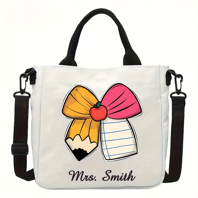 TEMU Personalized Customizable Teacher Tote Bag - A Customizable Shoulder Bag Featuring Teacher-themed Designs, Making It A Unique Gift For Teachers,