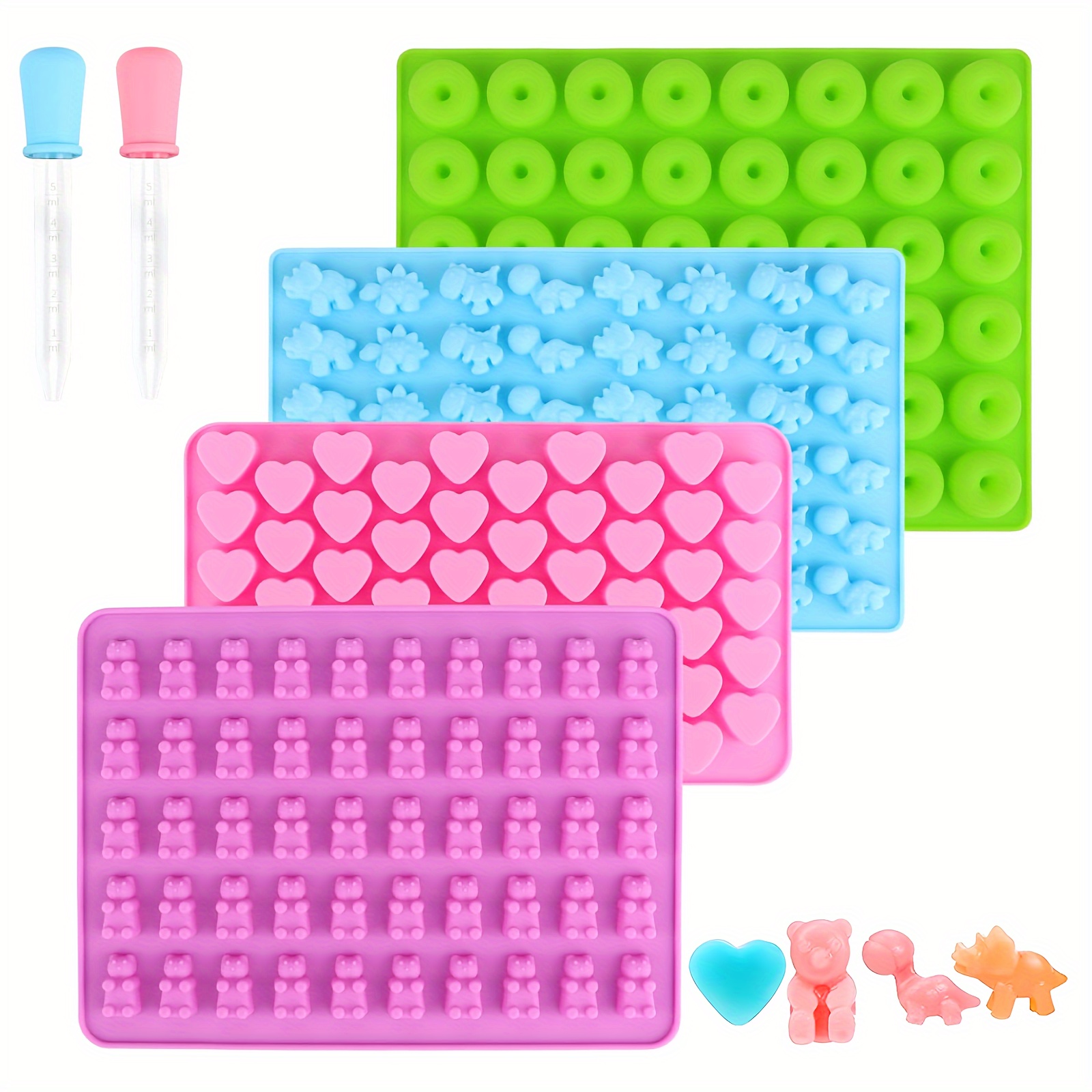 

Gummy Molds Silicone, Gummy Molds With 2 , Silicone Candy Molds Including Mini Dinosaur, Bear Shape, Hearts And Mini Donut, Set Of 4