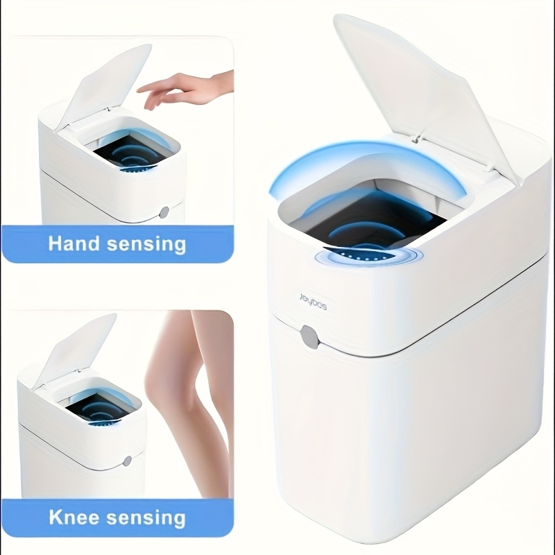 TEMU 2.37 Gal Bathroom Trash Can With Lid, Automatic Trash Can Smart Touchless, Slim Motion Sensor Plastic Trash Bins For Bedroom Office Kitchen