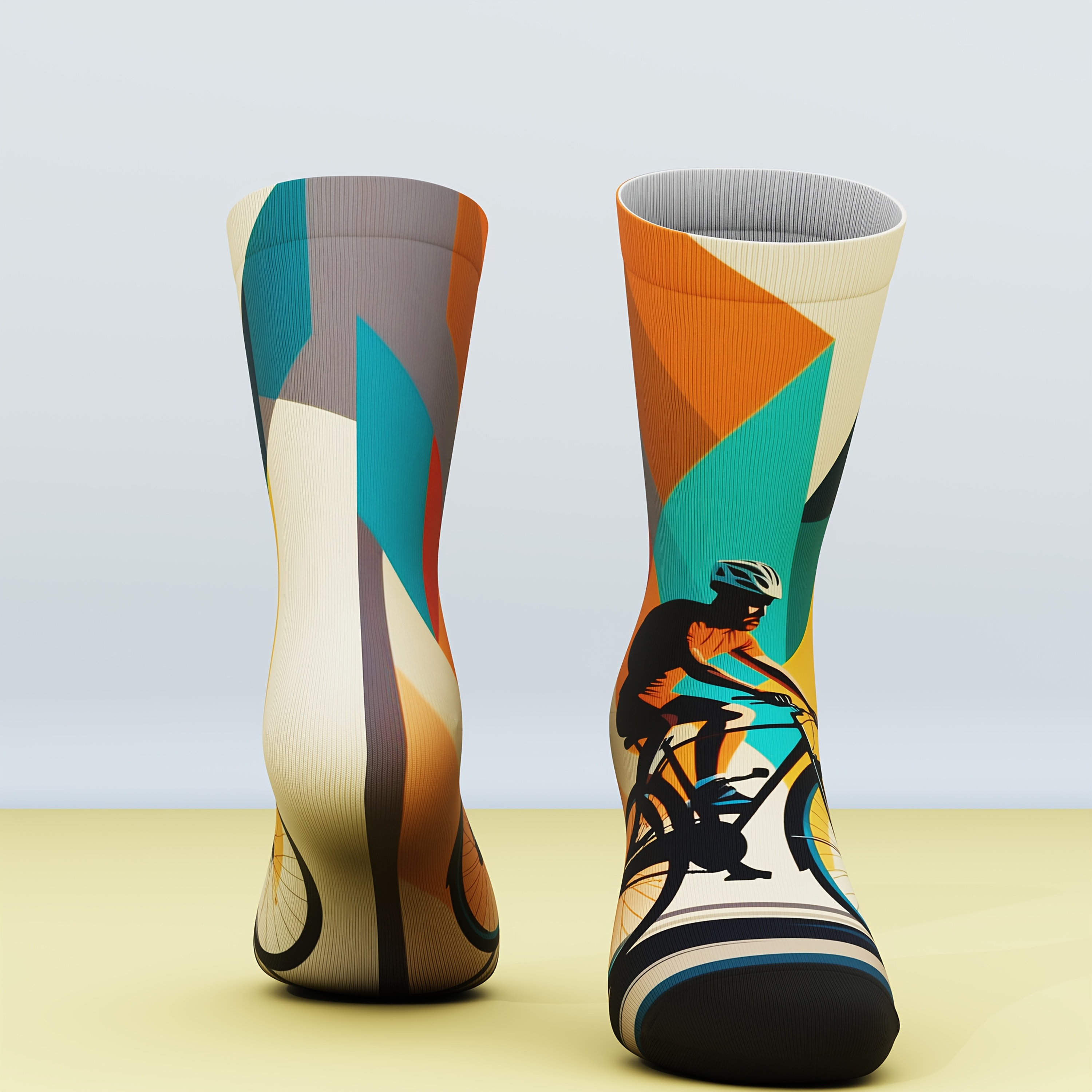 Image of A Pair Of Unisex Bamboo Fiber Socks With A Cycling Pattern, Featuring Stylish, Breathable, And Comfortable, Making It A Great Gift Suitable For