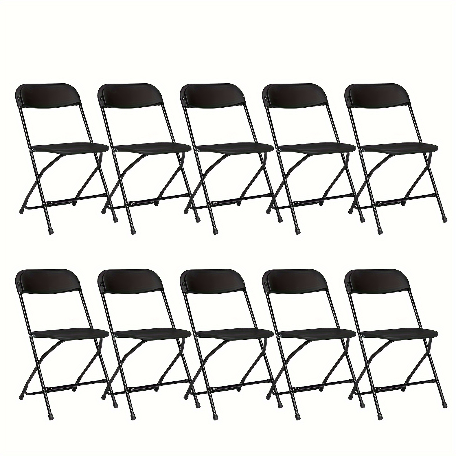 

Folding Chair, 10pcs Plastic Portable Foldable Chairs, Stackable Folding Chairs With Steel Frame 350lb Weight Limit For Home, Office, Wedding, Dining, Party, Indoor Outdoor Events, Black