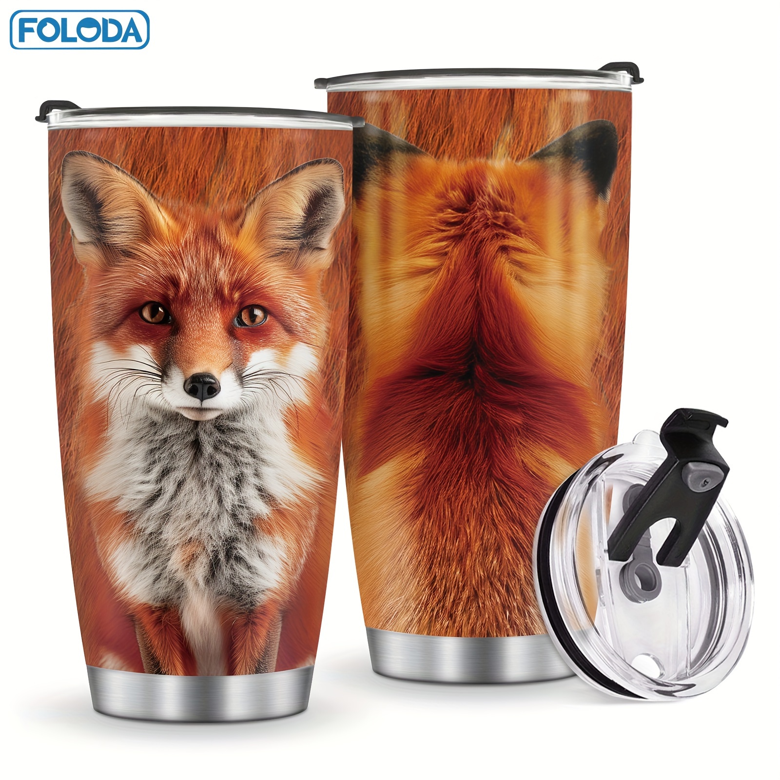 Image of Foloda 1pc For Fox Cup Gift For Fox Lovers, Vacuum Insulated Stainless Steel Tumbler - Travel Mug Gift, Christmas Gift, Cute Realistic For Bottle, Travel Mug - Gift For Daughter Son Birthday Gifts