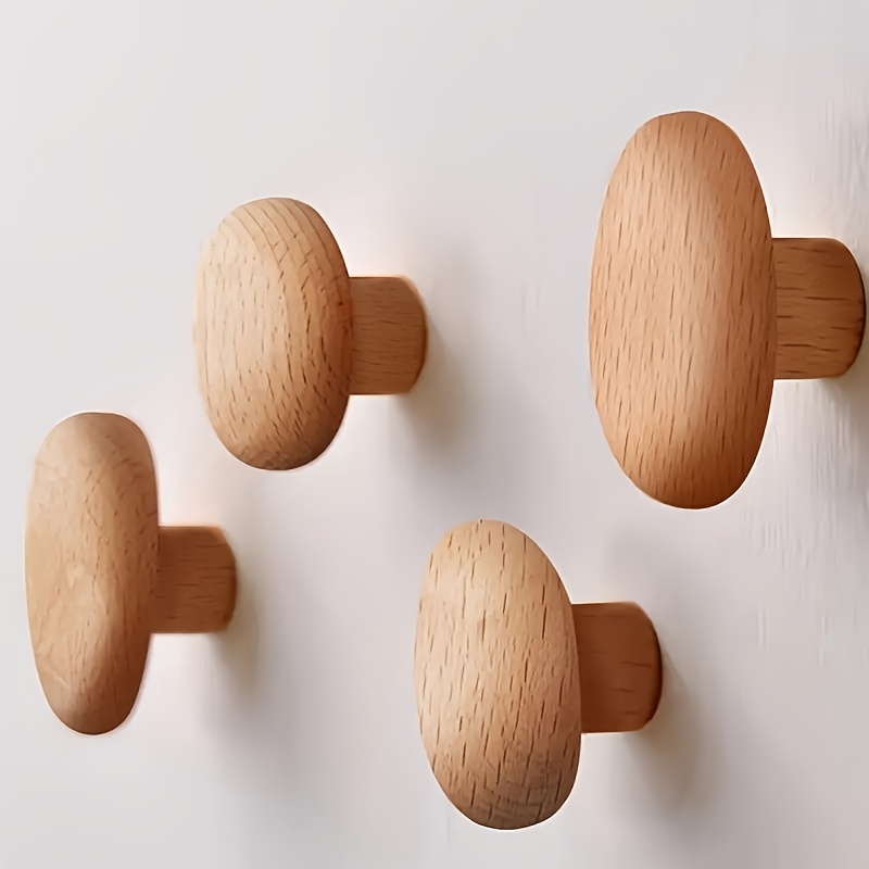 Set Of 4 Wood Wall Coat Hooks, Stylish Handmade For Bags, Towels, And Hats - Durable Wall-mounted Coat Organizer