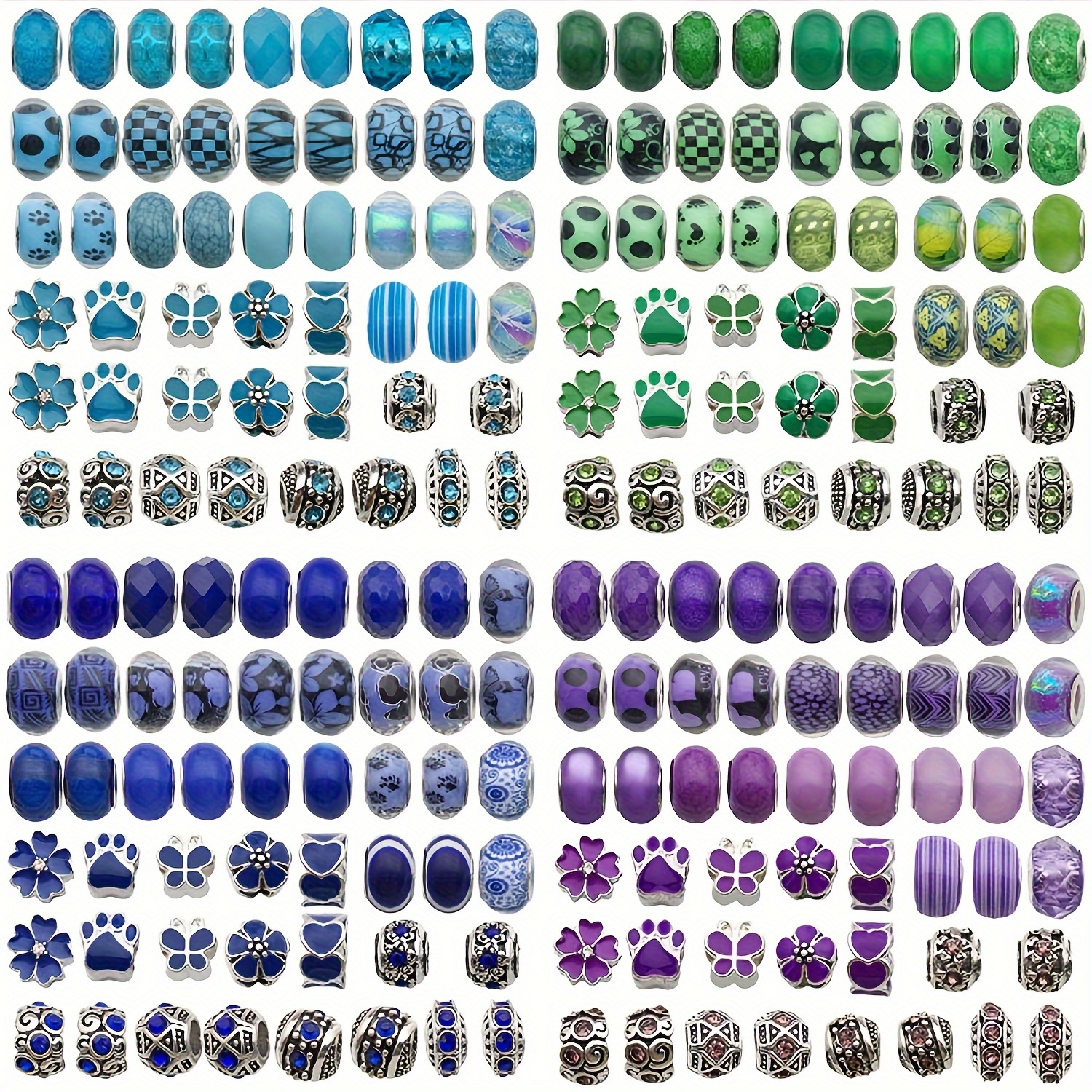 

50pcs Rhinestone Resin Spacer Beads, Large Hole Beads For Diy Bracelet Necklace, Jewelry Making Parts And Accessories - No Plating Grace Theme