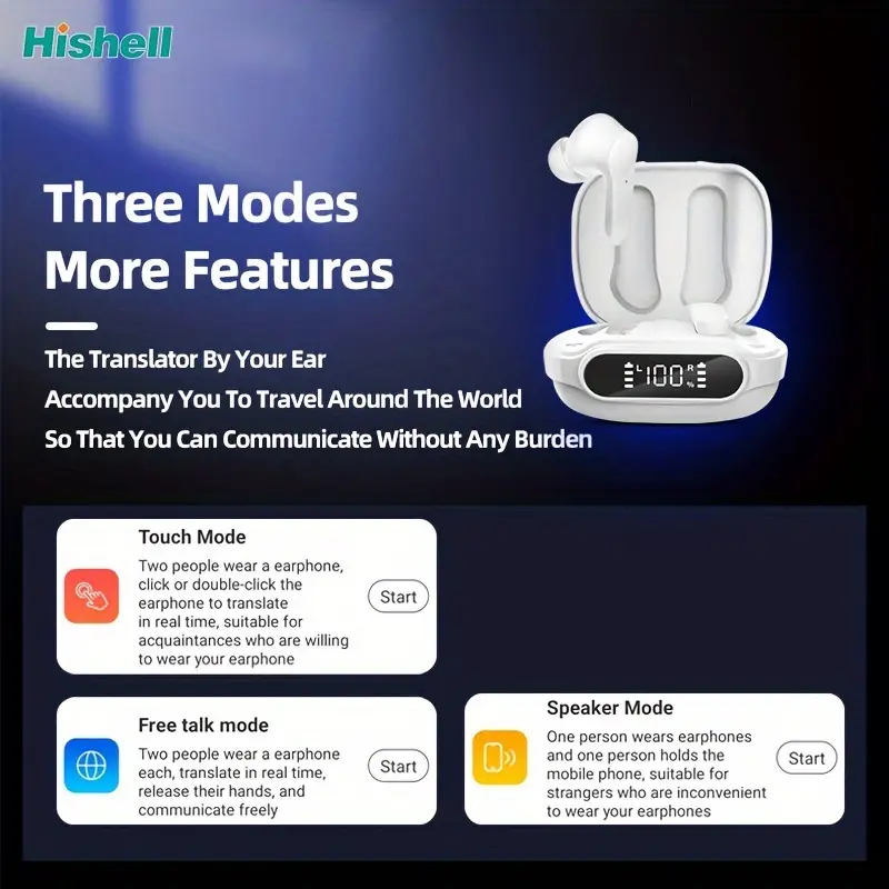 language translator earbuds real time 2 way translation earbuds in 144 languages portable translation headset with app for music and calling fit for ios android details 4