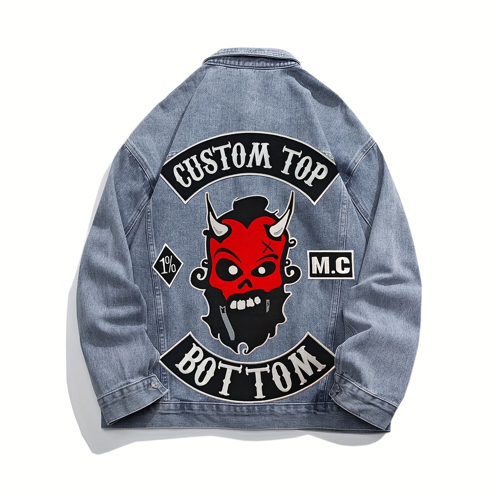 custom set 5 large sized banner patches a red faced skull  display picture 1