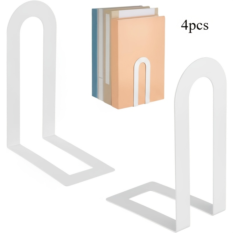TEMU 4pcs Modern Metal Book Ends For Shelves Decorative Small Bookends Book Shelf Organizer Stopper To Hold Books For Home Office Sturdy Book Support