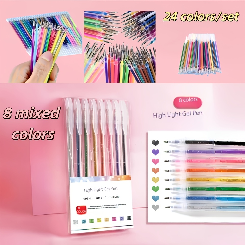 TEMU 32-color Glitter Gel Pens With Liquid Sand, Sparkling Glitter, And Glitter, For Drawing And Sketching, Aurora Glitter Gel Pens, Star-tip Pens,