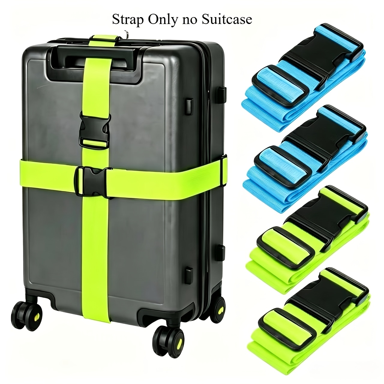 TEMU 4-Pack Cinghie per , Poliestere Resistente, Antifurto, Antiscivolo, Cinghie Regolabili per Viaggi con Finestra ID Rimovibile, Stile Sportivo,