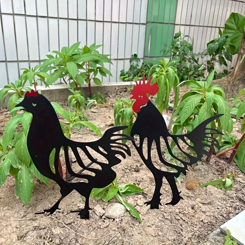 

Rustic Iron Rooster Garden Sculpture - Decorative Art, Suitable For Easter, Iron Material, Ground Mounted, Love Theme, No Electricity Required, Battery Free