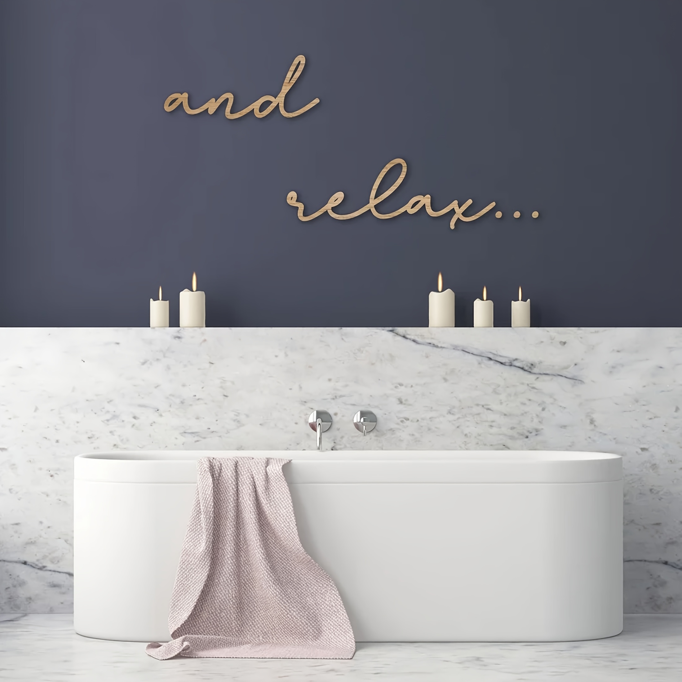 Image of Relax" Wooden Bathroom Wall Decor Sign - Bohemian Style, Rustic Cursive Lettering, Ideal For Shower And Bath Relaxation, Thanksgiving Holiday Decoration