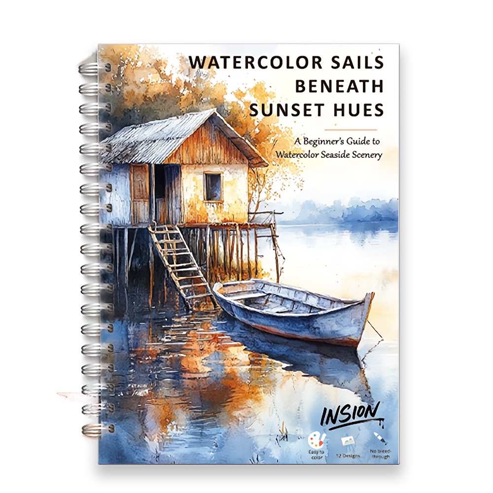 Image of A Watercolor Coloring Book For Adults Featuring 16 Stunning Illustrations. This Art Book Includes Thick Paper To Prevent Bleed-through, Guidance, And Pages