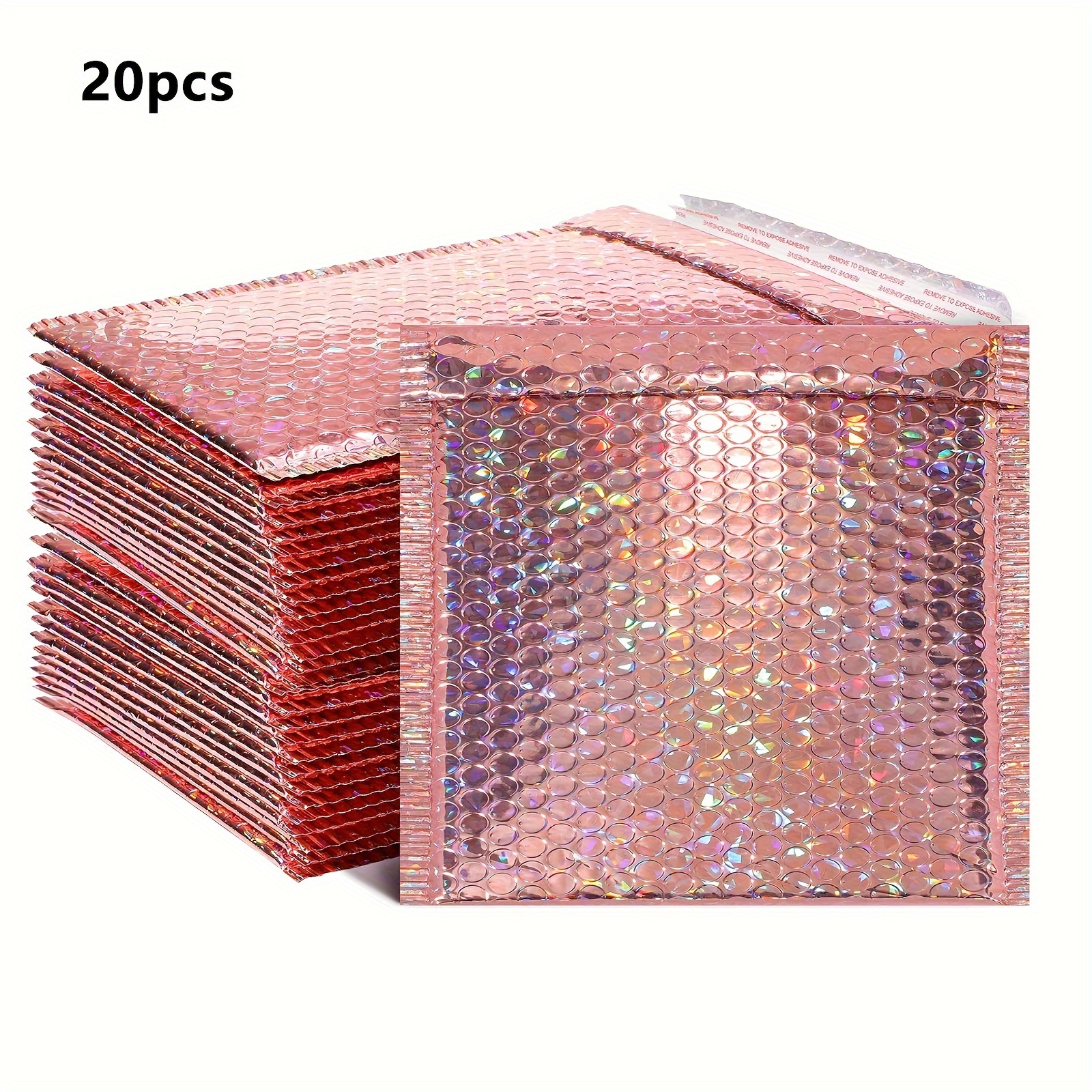 

20pcs Laser Bubble Packaging Pouches Stuffed Mailers Holographic Bubble Envelopes Jewelry Gifts For Mailing, Shipping Fashion Colored Small Business Supplies