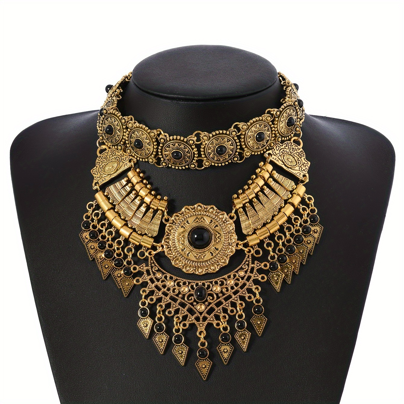 E-shop Modische Vintage handgefertigte Tränenform-Quasten-Bohemian-Halskette für Damen, Lässiges Accessoire, Kurze Choker-Schlüsselbeinkette