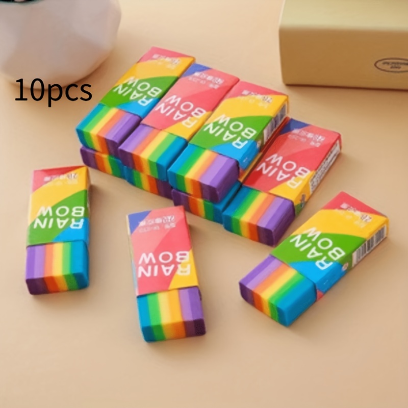 10 stück regenbogen 2b bleistift-radiergummis, niedlich lustig, ideal als geschenke, preise, weihnachts- halloween-präsente