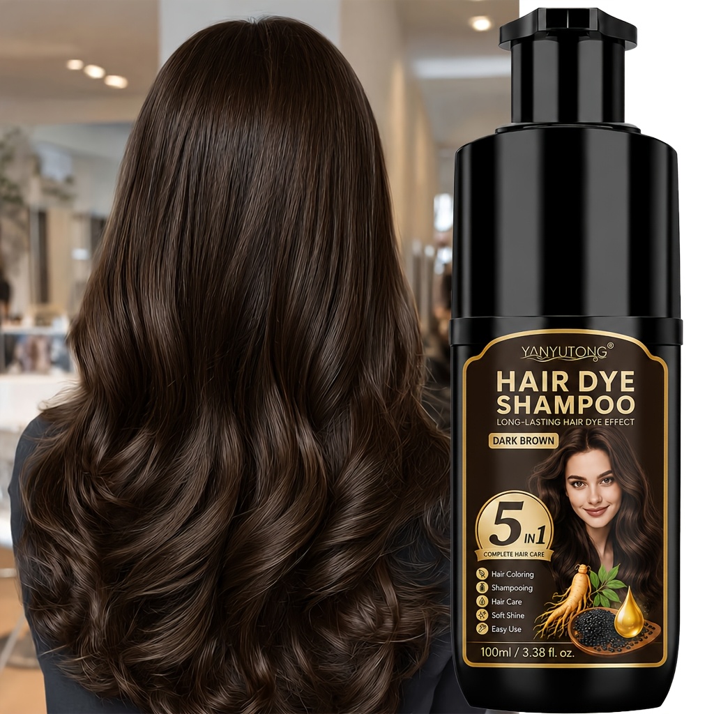 TEMU Herbal Dark Brown Hair Dye, Natural Plant Pigments, To Scalp, Safe Hair Care Shampoo