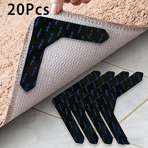 20 teppichclips, wiederverwendbare anti-rutsch-teppichmatten, doppelseitiges teppichband, waschbare teppich-eckrahmen für hartholzböden, halten teppiche an ort und , verhindern knicken