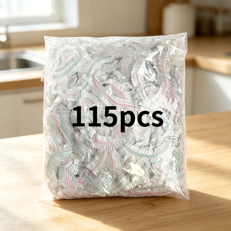 TEMU 115 Pezzi di Coperture Monouso in Plastica, un Pratico Strumento per Alimenti Freschi, Coperture Elastiche Ispessite per la Conservazione degli