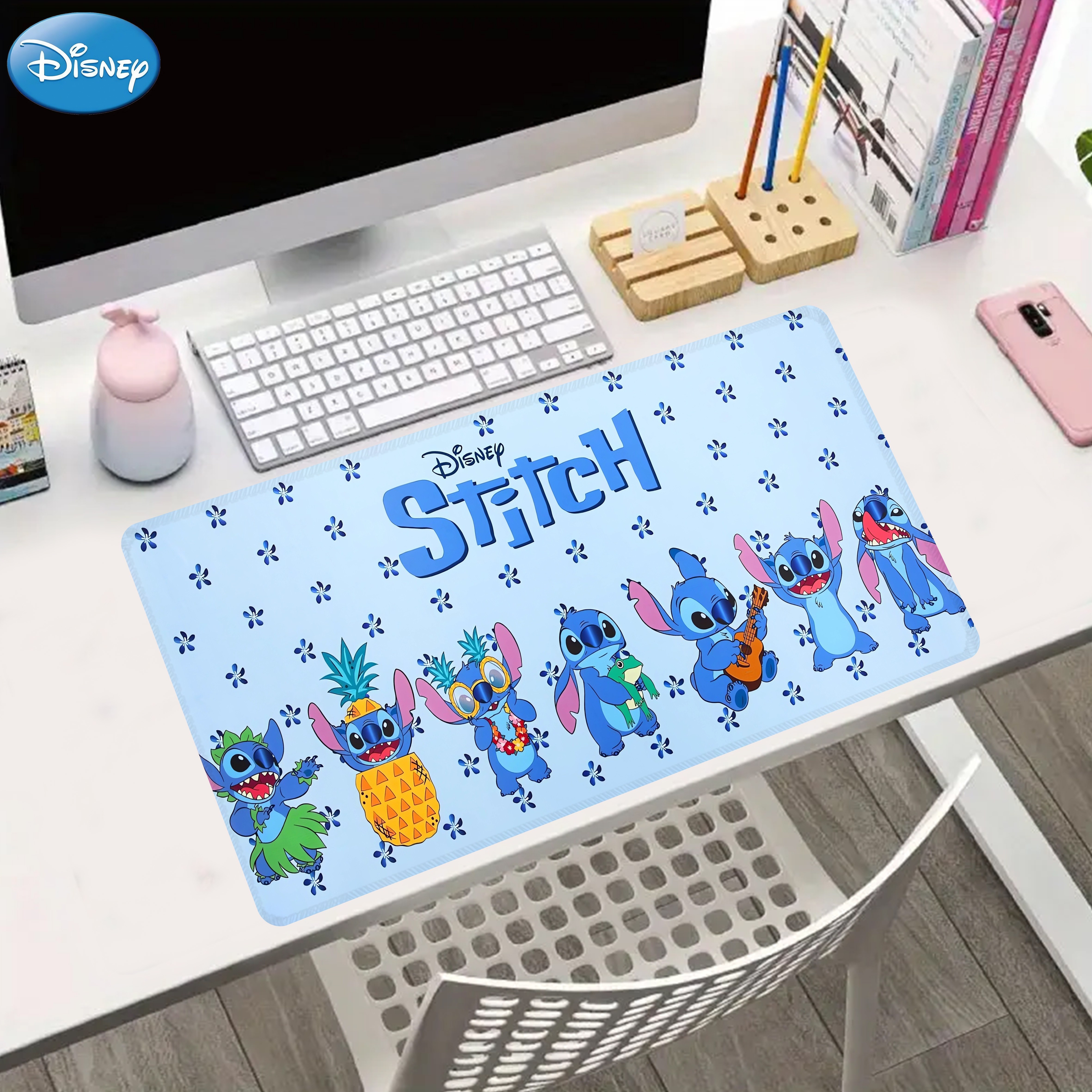 

1pc, Authorized, Disney's Funny Mouse Pad For Desk, Cute Office Decor, Disney's Non-slip Rubber Base, Disney's Stitch Computer Mouse Pad, Waterproof Multi Functional Mouse Pad For Office