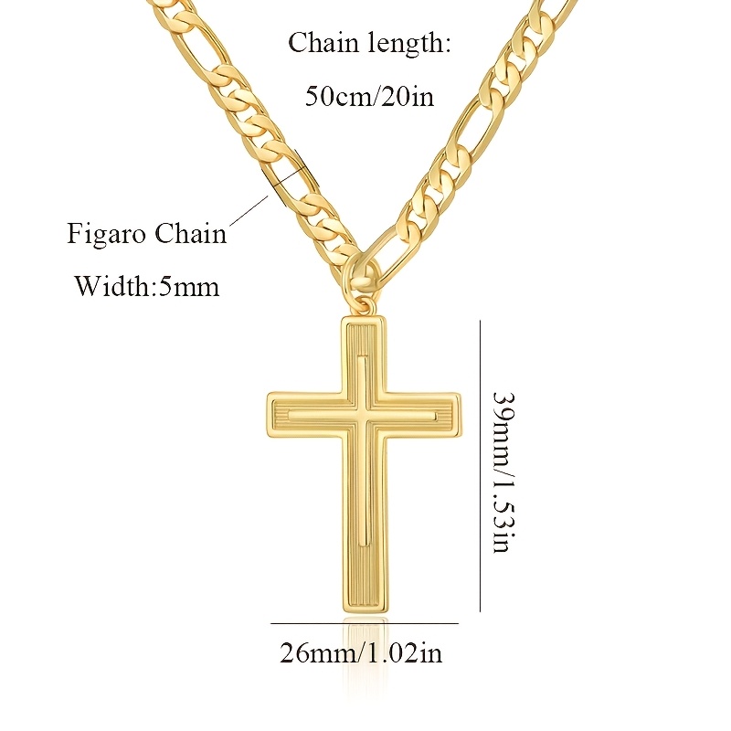 Image of Elegant Women's Jewelry 925 Necklace Golden Chain Striped Cross Necklace Fashion Trend Unisex Gift For Women Easter Christmas Valentine's Day Gift Holiday Gift With Gift Box