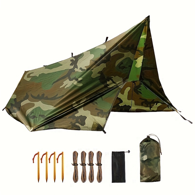 Image of Free Soldier Portable Denfender Camping Tarp Heavy Duty Tent Shelter Or Hammock, Essentials Large Tarp For Camping, Hiking, Outdoor Activities Bushcarft&hammock, 10*10ft For 4 Or 6 Person Use
