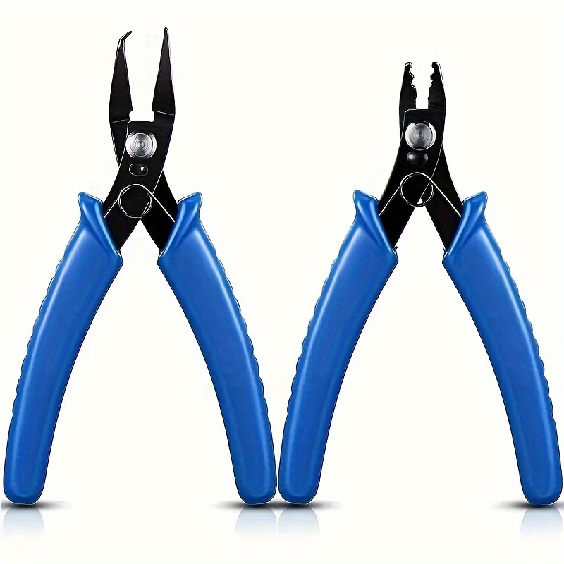 Image of 2pcs Professional Jewelry Making Pliers Set: Curved Nose & Positioning Pliers With Toothless Design, Ideal For Diy Necklace, Earrings, And Bracelets Crafting