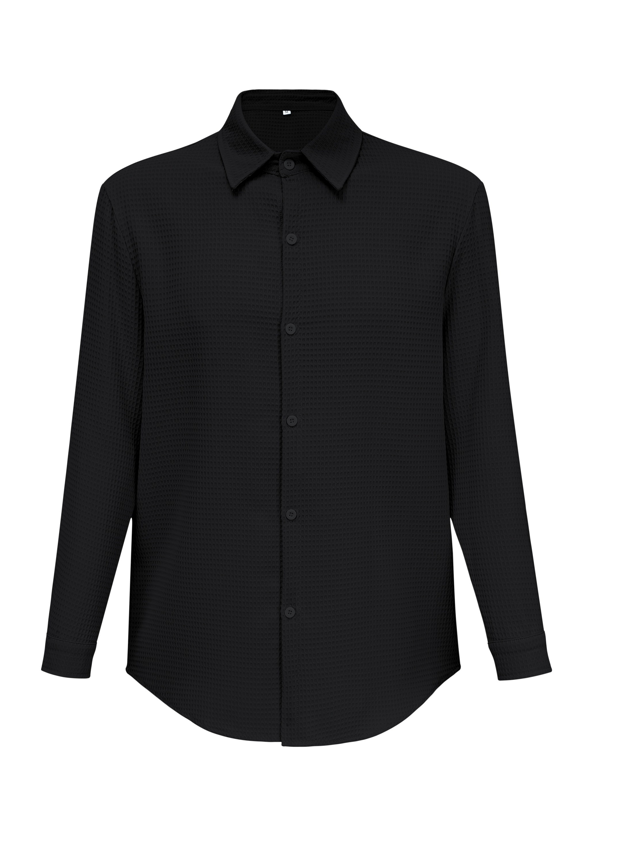 Waffle Pattern Shirt Men's Casual/semi formal Button Long - Temu