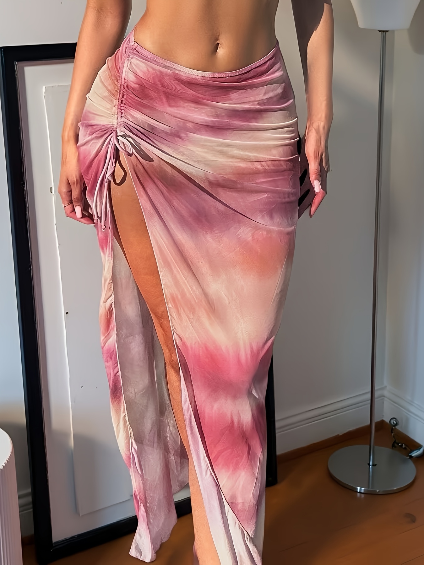 * Gradient Wrap Dress - Long Bodycon Skirt with Knot Detail, Stretchy &  Form-Fitting for Women * Summer * Beachwear | Knotted Skirt | Polyester *