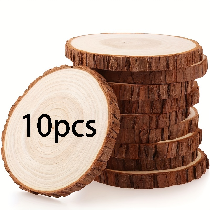 Image of 10pcs 8-9cm Crafts Unfinished Wood Kit, Wooden Rings For Art Wood Chips Table Decorations Painting Christmas Decorations Crafts
