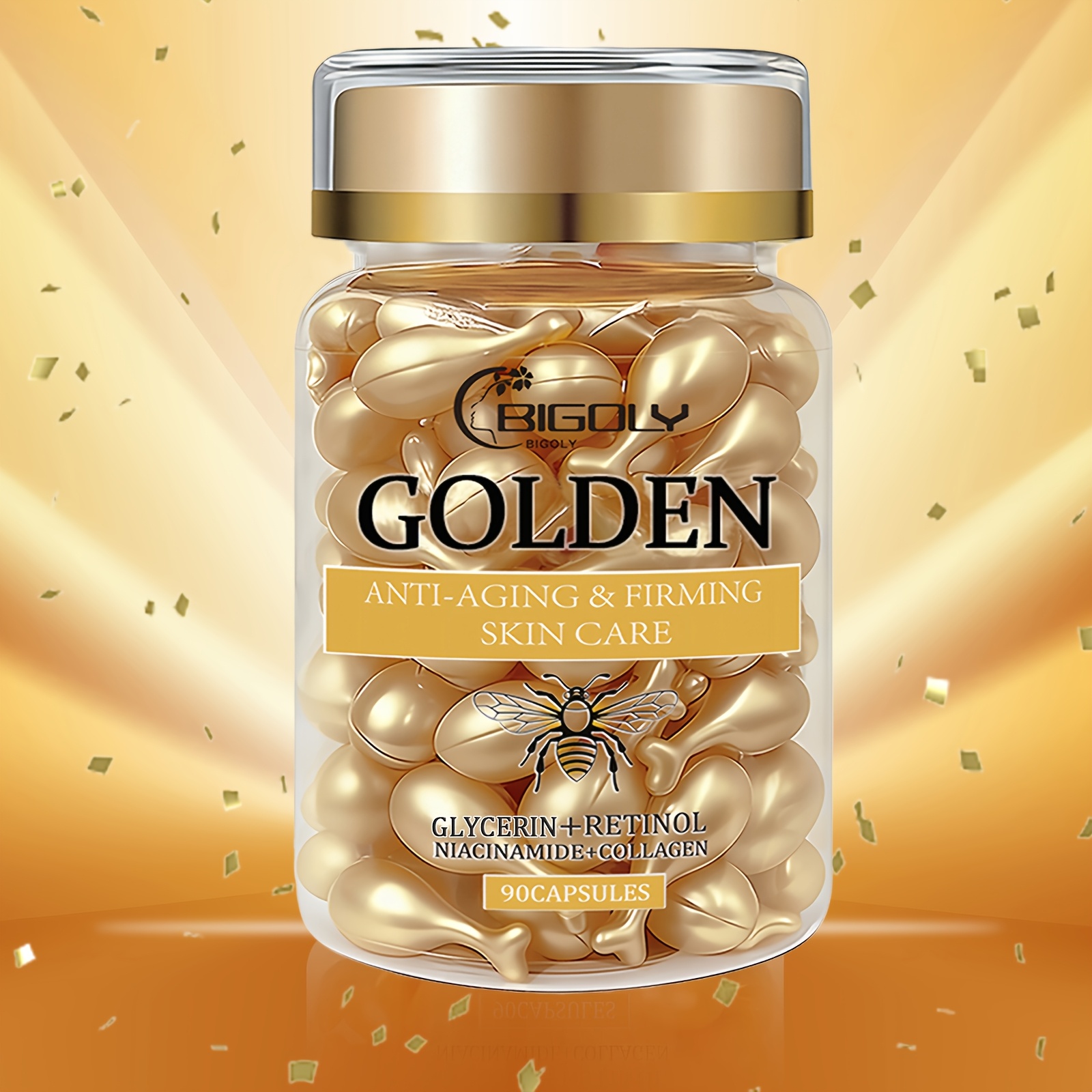 90 Capsule de Colagen, Esență Hidratantă și Hidratantă Bogată în Acid Hialuronic și Retinol, Pentru Piele, Potrivită pentru Toate Tipurile de Piele, Hidratare Profundă și Hidratantă, Ser Facial Fermitate, Potrivită pentru Călătorii și Utilizare Zilnică, Îngrijire a Pielii