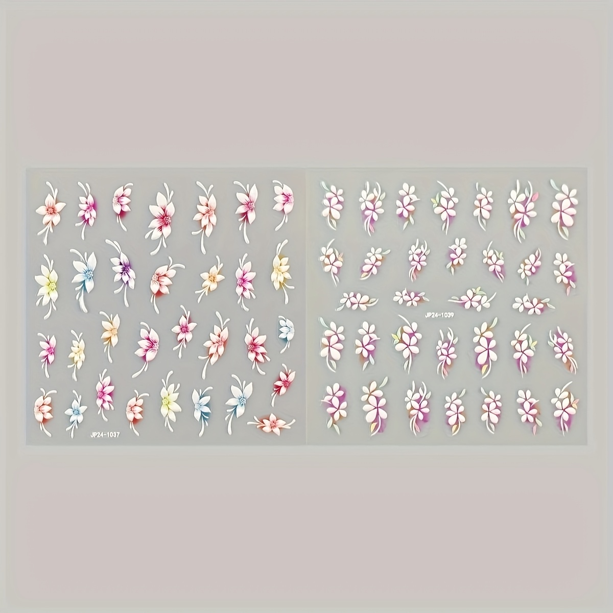 2 Sheets Of 5d Embossed Floral Nail Art Stickers For Women And, Perfect For Nail Decoration