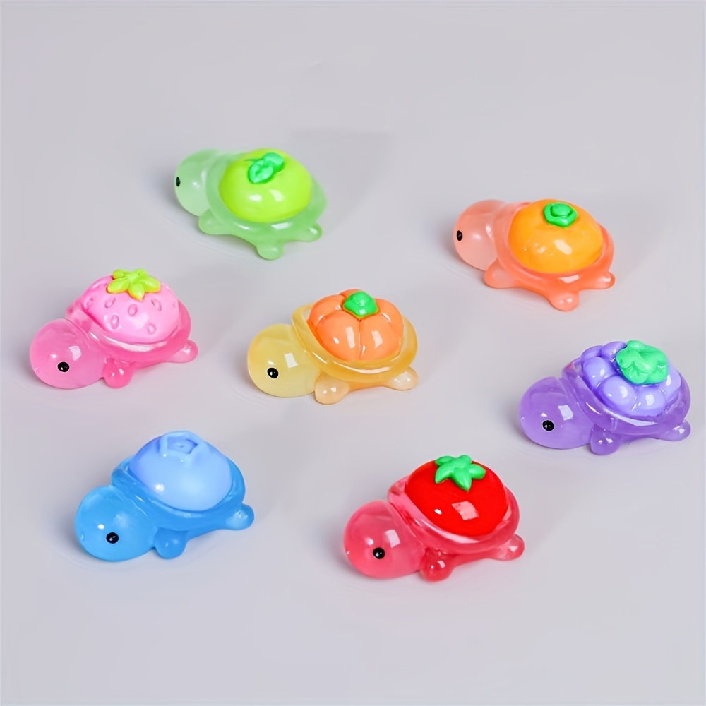 

32pcs Miniature Glowing Turtle Beads Assortment Set, Polyresin Animal Beads, With Fruit Turtle Charms, For Making, Crafts, And Party Favors