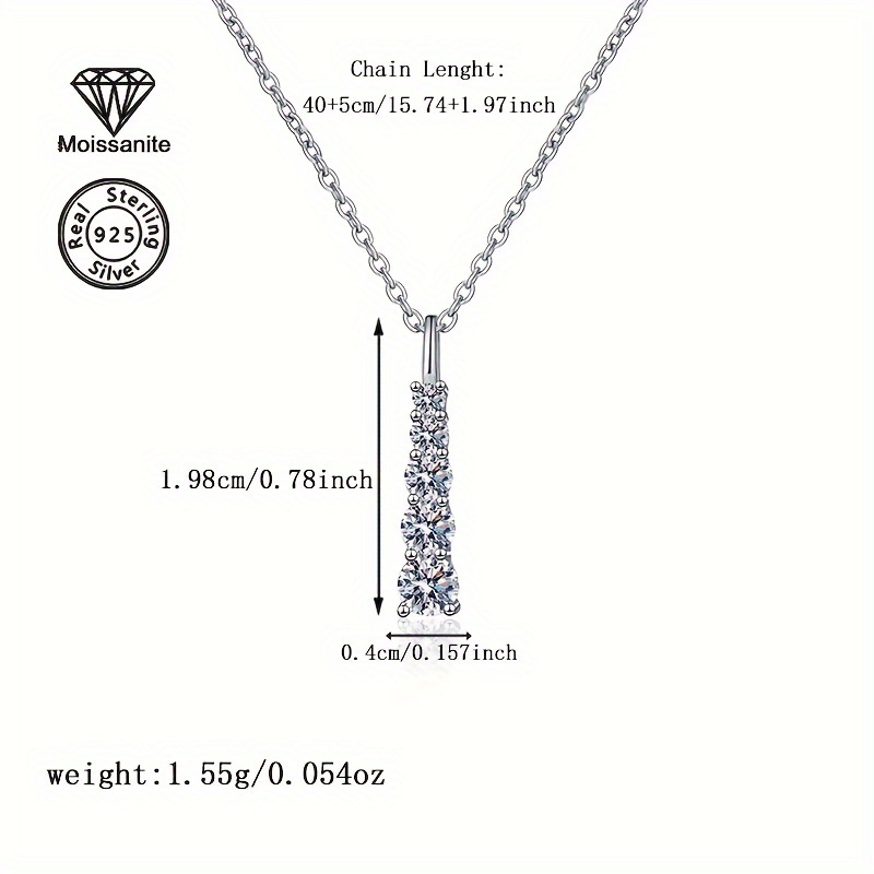 925 Silver Moissanite Women's Pendant Necklace Gift