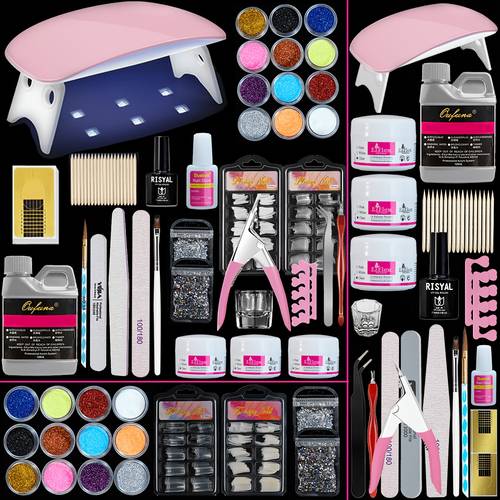 complete acrylic nail kit with powder suitable for nail extensions full with false tips nail powder supplies for diy manicure pedicure nail for beginners nail decoration gift for extensions