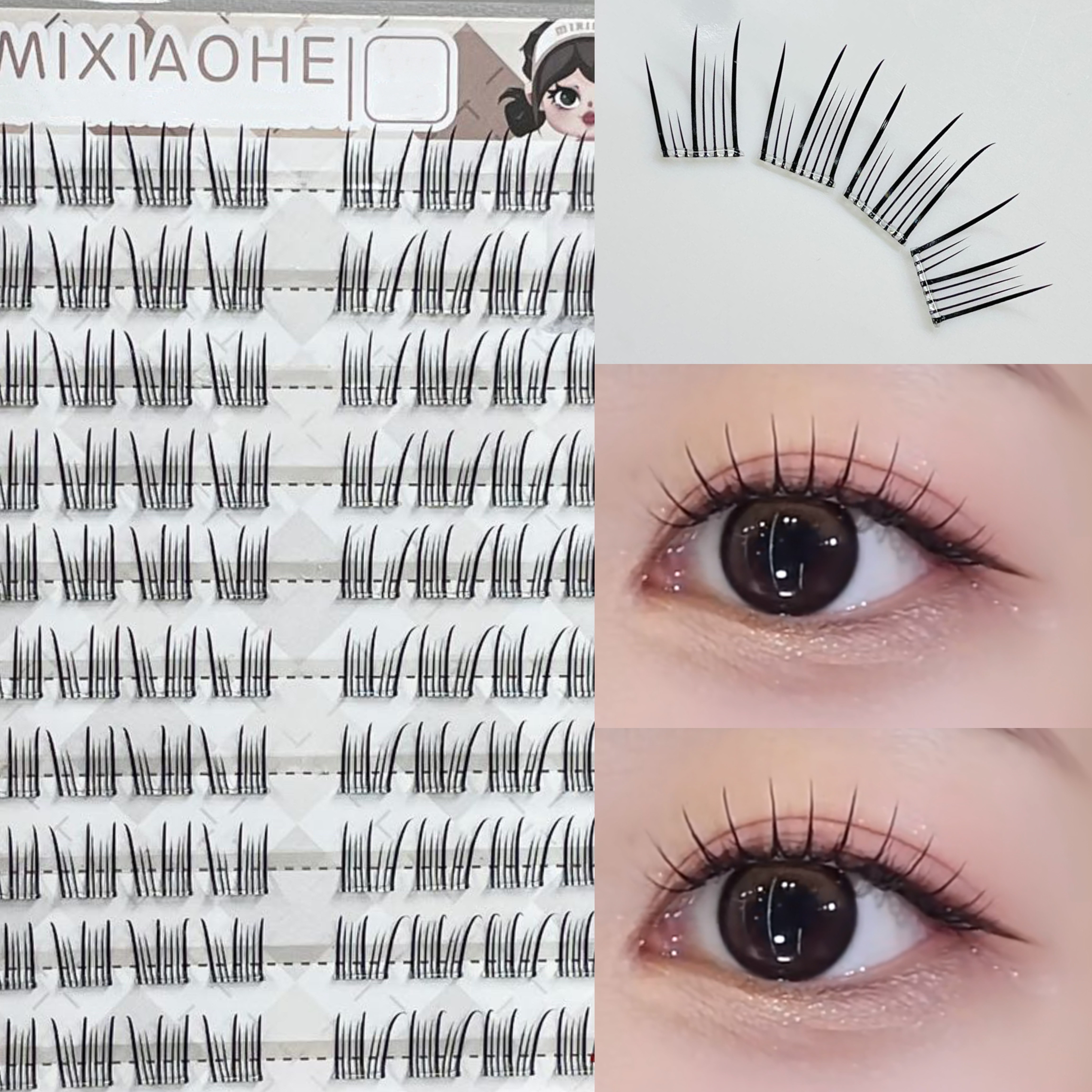 

Mixiaohe Easy-to-apply Diy False Eyelashes Kit - 80 , Self-adhesive, , C-, Beginner-friendly, Reusable, 10mm-13mm Length, Korean Style, Cute, Daily Use