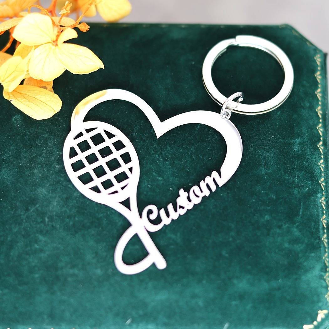 

Custom Engraved Tennis Racket Keychain - Stainless Steel, Cute & Fashionable Accessory For Sports Enthusiasts And , Tennis Accessories