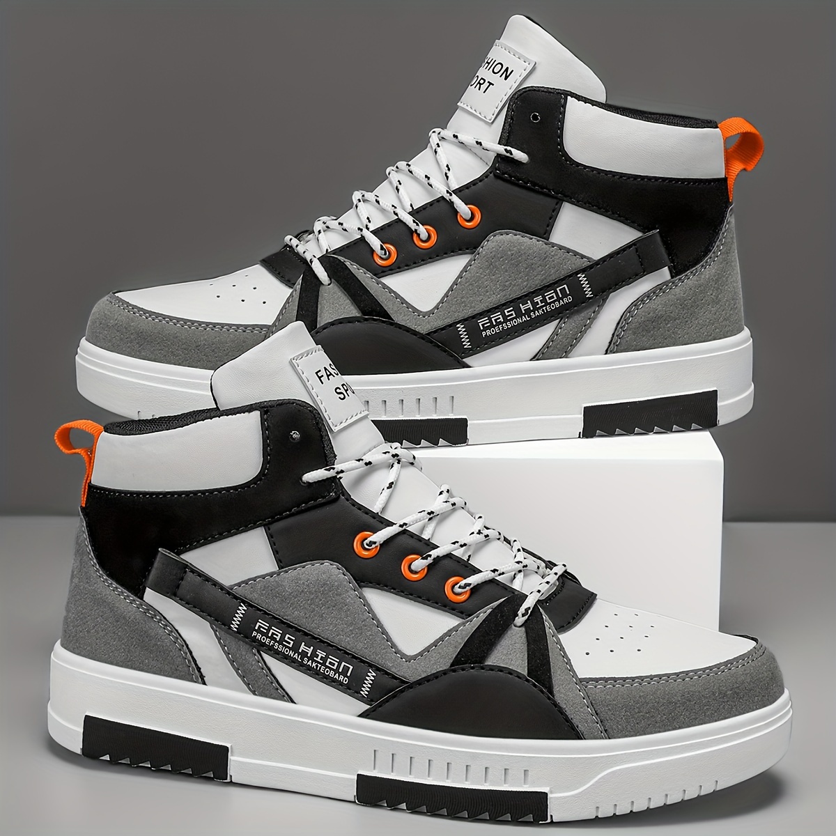 Alternative view of [Zapatillas deportivas] Zapatos cómodos para hombre con cordones, diseño de letras y bloques de color, zapatos…