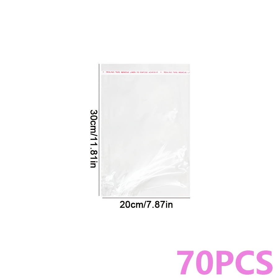 TEMU 35/70pcs Sacs Cadeaux en Cellophane Transparent OPP Autocollants - Sacs de Stockage et , Idéaux pour Barrettes, Fournitures de Bureau,