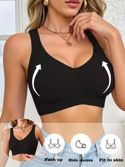 1 push-up para mujer, ajustable, , sin costuras, de soporte, sin aros, diseño de rayas s en los , y transpirable - ropa casual, ropa interior y cómoda con para el hogar, el y el deporte