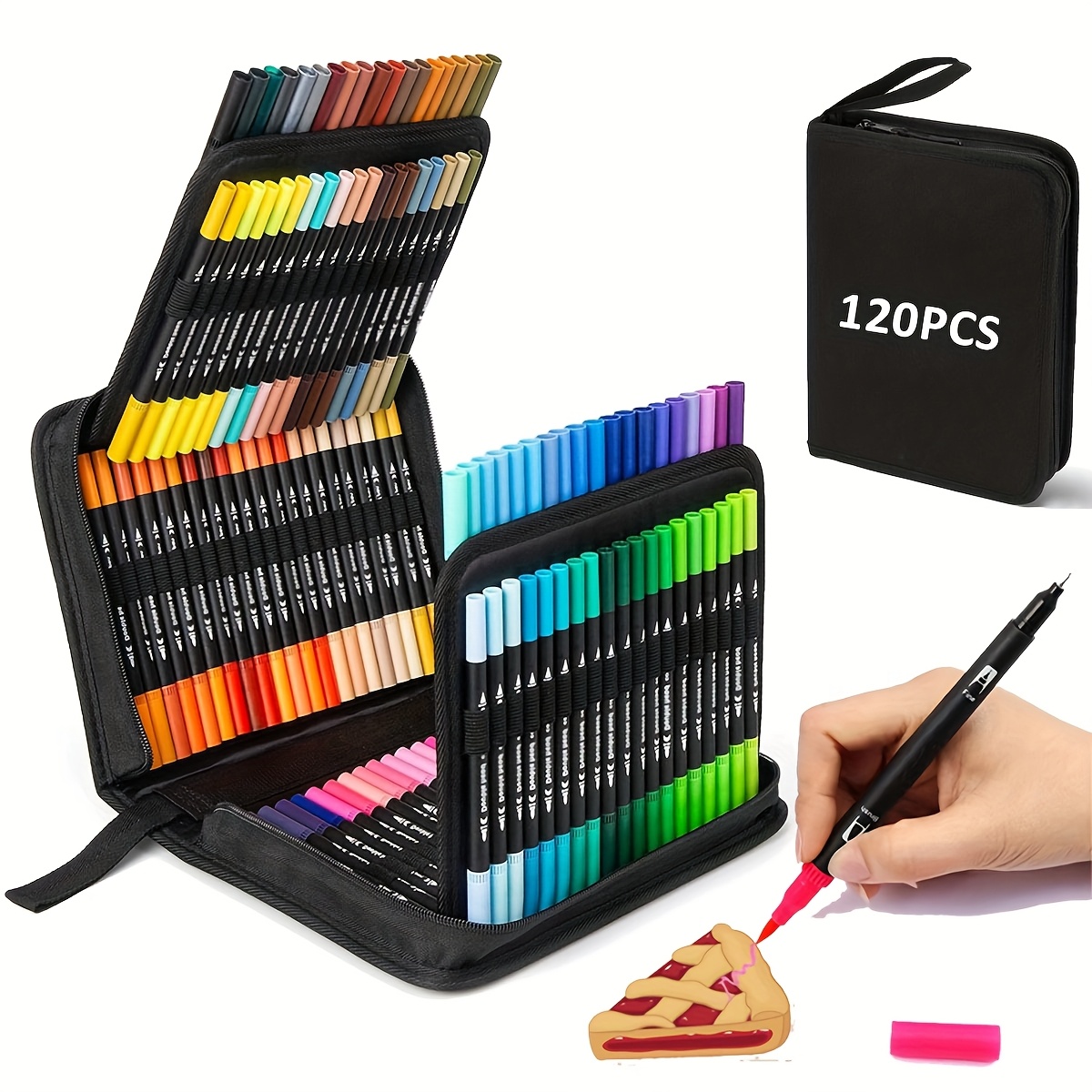 

120 Colors Art Markers Set Tip And Brush Tip For Adult Coloring Book Hand Lettering Journaling Note Calligraphy Drawing Art Supplies Kit