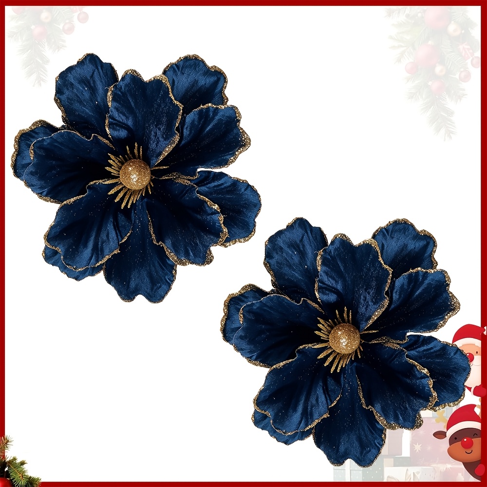 TEMU 2pcs Christmas Christmas Decoration Cloth Flower Festival Accessories Christmas Flower Wedding Holiday Decoration Flowers