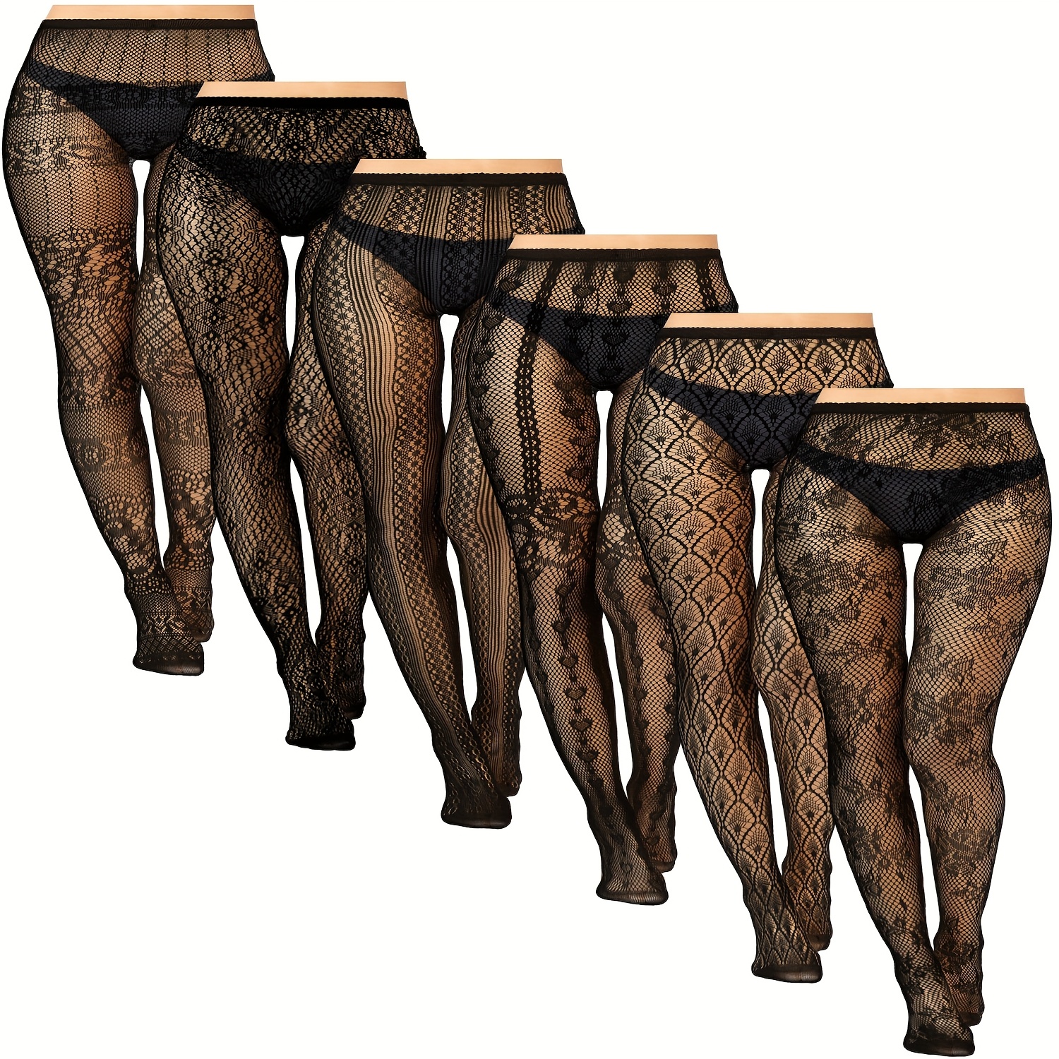 plus size stockings for garter belts 6 pairs fishnet stockings for women plus size thigh-high tights stockings  suspender pantyhose garter belts - women's lingerie & lounge