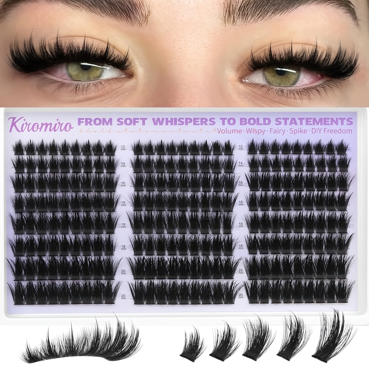 Eyelash Clusters, Spiky Clusters, Eyelash Extension 12-20mm Thick Single Cluster 216pcs Lash Extension Fluffy Cluster Lashes Stunning Look