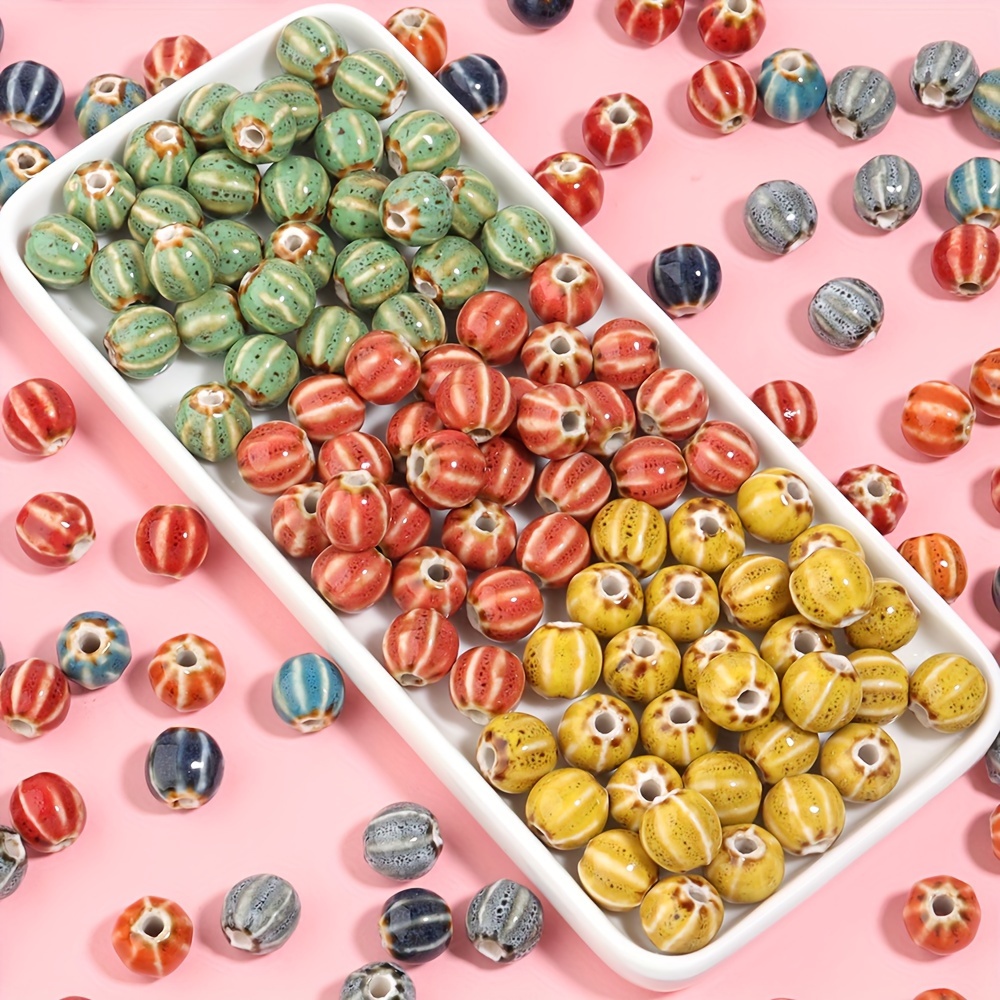 

20-piece Ceramic Watermelon Beads, Flower Glaze Craft Assortment For Diy Jewelry Making - Bracelet, Necklace, And Phone Chain Accessories