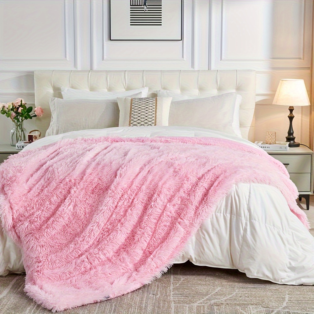 Soft Fuzzy Faux Fur Throw Blanket Shaggy Blankets, Fluffy Cozy Plush Comfy  Microfiber Fleece Blankets for Couch Sofa Bedroom - Tie Dye pink