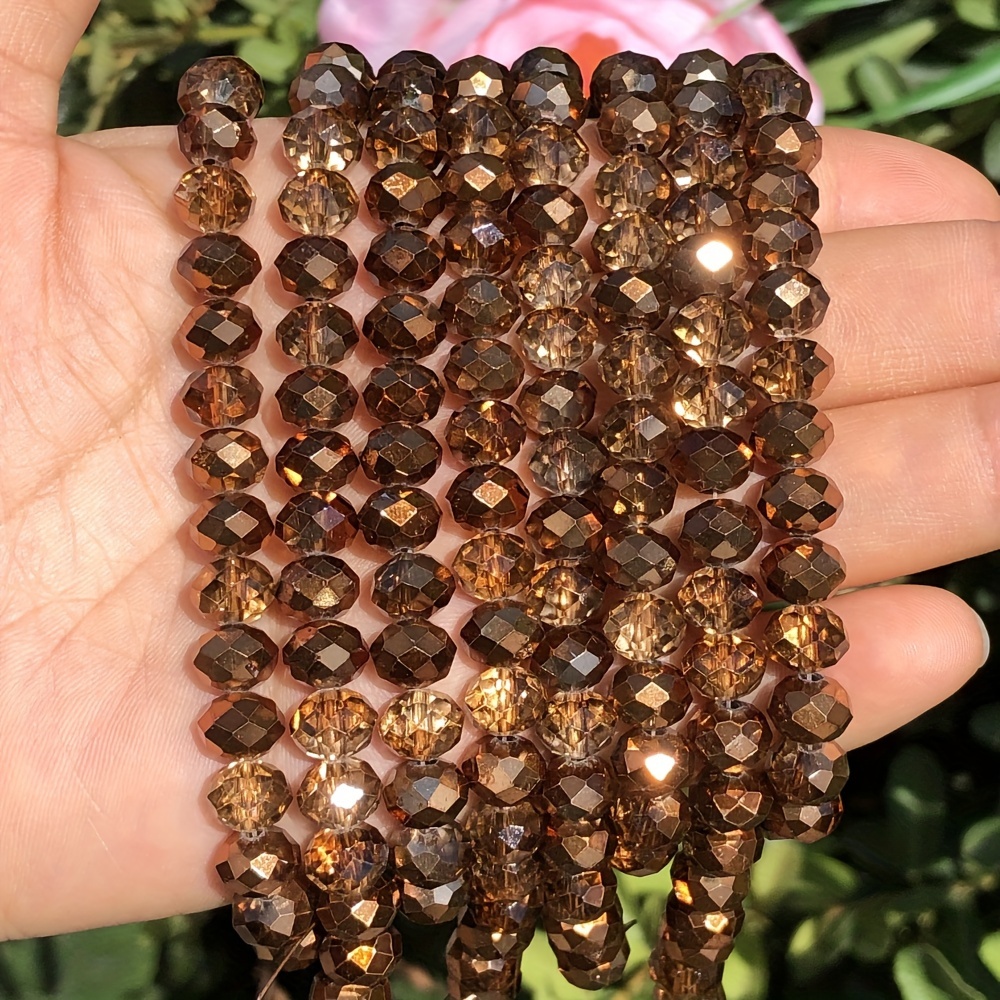 

Annebeads Wheel Flat Beads - 4/6/8mm Ab Coffee Color, Artificial Crystal For Making, Bracelets, Earrings, Necklaces - Wedding Accessories