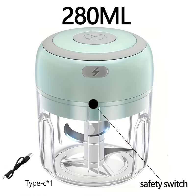 Image of Flzh Electric Food Chopper, Mini Food Processor 280ml, Meat Grinder, Small Food Processor Mini With 3 Stainless , Electric Garlic Chopper Suitable For Meat, Vegetables, Fruits