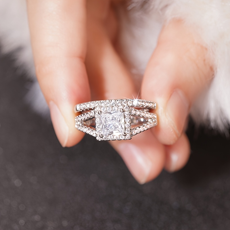 2pcs Geometric Square Ring Set for Women, Wedding & Daily Wear